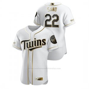 Camiseta Beisbol Hombre Minnesota Twins Miguel Sano Golden Edition Autentico Blanco