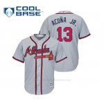 Camiseta Beisbol Hombre Atlanta Braves Ronald Acuna Jr. Cool Base Majestic Road 2019 Gris