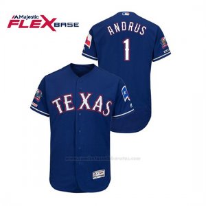 Camiseta Beisbol Hombre Texas Rangers Elvis Andrus 150th Aniversario Patch Final Season Stadium Patch Azul