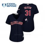 Camiseta Beisbol Mujer Cleveland Indians Danny Salazar 2019 All Star Game Patch Cool Base Azul