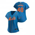 Camiseta Beisbol Mujer New York Mets Jacob Degrom 2020 Replica Alterno Azul