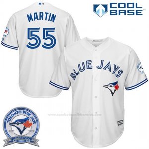 Camiseta Beisbol Hombre Toronto Blue Jays Russell Martin 55 Blanco Cool Base 40 Aniversario