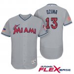 Camiseta Beisbol Hombre Miami Marlins 2017 Estrellas y Rayas Marchell Ozuna Gris Flex Base