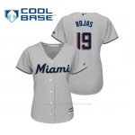 Camiseta Beisbol Mujer Miami Marlins Miguel Rojas Cool Base Majestic Road 2019 Gris