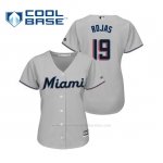 Camiseta Beisbol Mujer Miami Marlins Miguel Rojas Cool Base Majestic Road 2019 Gris