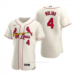 Camiseta Beisbol Hombre St. Louis Cardinals Yadier Molina Autentico 2020 Alterno Crema