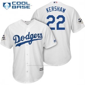 Camiseta Beisbol Hombre Los Angeles Dodgers 2017 World Series Clayton Kershaw Blanco Cool Base