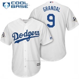 Camiseta Beisbol Hombre Los Angeles Dodgers 2017 World Series Yasmani Grandal Blanco Cool Base