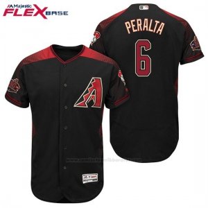 Camiseta Beisbol Hombre Arizona Diamondbacks 6 David Peralta 6 David Peralta Negro Rojo Alterno 20 Aniversario Flex Base