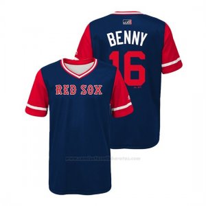 Camiseta Beisbol Nino Boston Rojo Sox Andrew Benintendi 2018 Llws Players Weekend Benny Azul