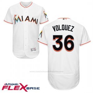 Camiseta Beisbol Hombre Miami Marlins Edinson Volquez Blanco 1ª Flex Base
