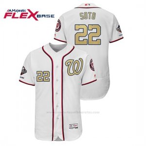 Camiseta Beisbol Hombre Washington Nationals Juan Soto 2019 Gold Program Flex Base Blanco