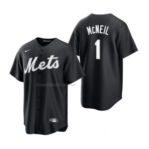 Camiseta Beisbol Hombre New York Mets Jeff Mcneil Replica Negro Blanco