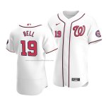 Camiseta Beisbol Hombre Washington Nationals Josh Bell Autentico Primera Blanco