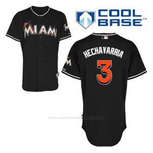 Camiseta Beisbol Hombre Miami Marlins Adeiny Hechavarria 3 Negro Alterno Cool Base