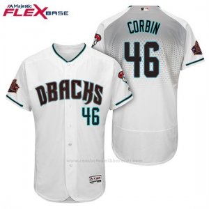 Camiseta Beisbol Hombre Arizona Diamondbacks 46 Patrick Corbin Blanco Aqua 1ª 20 Aniversario Flex Base