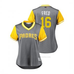 Camiseta Beisbol Mujer San Diego Padres Travis Jankowski 2018 Llws Players Weekend Fred Gris