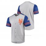 Camiseta Beisbol Hombre New York Mets Button-Down Stitches Autentico Gris