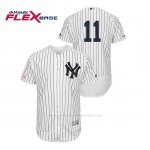 Camiseta Beisbol Hombre New York Yankees Brett Gardner 150th Aniversario Patch Flex Base Blanco