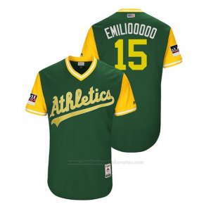 Camiseta Beisbol Hombre Oakland Athletics Emilio Pagan 2018 Llws Players Weekend Emiliooooo Green