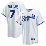 Camiseta Beisbol Hombre Kansas City Royals Bobby Witt Jr. Primera Replica Blanco