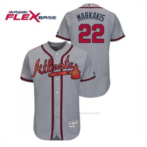 Camiseta Beisbol Hombre Atlanta Braves Nick Markakis 150th Aniversario Patch Autentico Flex Base Gris