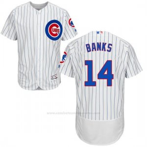 Camiseta Beisbol Hombre Chicago Cubs 14 Ernie Banks Autentico Coleccion Flex Base Blanco