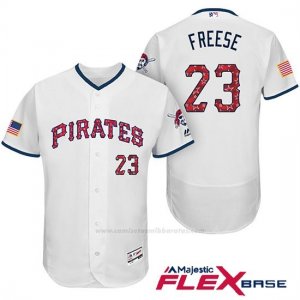 Camiseta Beisbol Hombre Pittsburgh Pirates 2017 Estrellas y Rayas David Freese Blanco Flex Base