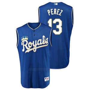 Camiseta Beisbol Hombre Kansas City Royals Salvador Perez Throwback Turn Ahead Azul