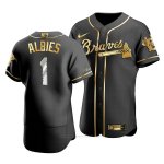 Camiseta Beisbol Hombre Atlanta Braves Ozzie Albies Golden Edition Autentico Negro Oro