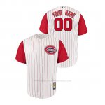 Camiseta Beisbol Hombre Cincinnati Reds Personalizada Throwback 1961 Cool Base Blanco Rojo