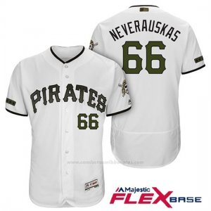 Camiseta Beisbol Hombre Pittsburgh Pirates Dovydas Neverauskas Blanco 2018 1ª Alterno Flex Base
