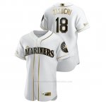 Camiseta Beisbol Hombre Seattle Mariners Yusei Kikuchi Golden Edition Autentico Blanco