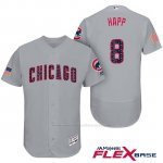 Camiseta Beisbol Hombre Chicago Cubs 2017 Estrellas y Rayas Cubs 8 Ian Happ Gris Flex Base