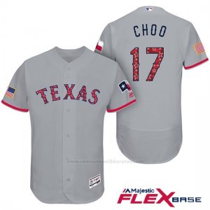 Camiseta Beisbol Hombre Texas Rangers 2017 Estrellas y Rayas Shin Soo Choo Gris Flex Base