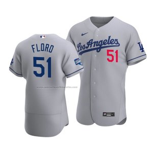 Camiseta Beisbol Hombre Los Angeles Dodgers Dylan Floro 2020 Autentico Road Gris