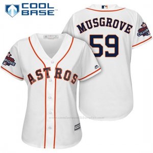 Camiseta Beisbol Mujer Houston Astros 2017 World Series Campeones Joe Musgrove Blanco Cool Base