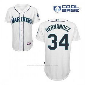 Camiseta Beisbol Hombre Seattle Mariners Felix Hernandez 34 Blanco 1ª Cool Base