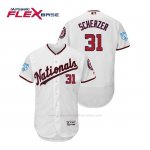 Camiseta Beisbol Hombre Washington Nationals Max Scherzer Flex Base Entrenamiento de Primavera 2019 Blanco