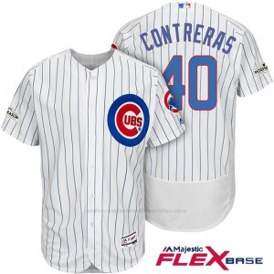 Camiseta Beisbol Hombre Chicago Cubs 2017 Postemporada 40 Willson Contreras Blanco Flex Base