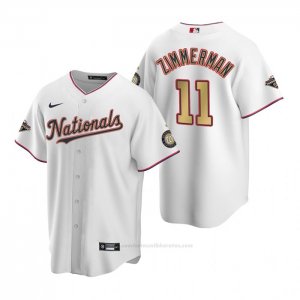 Camiseta Beisbol Hombre Washington Nationals Ryan Zimmerman Gold-Trimmed Championship Replica Blanco