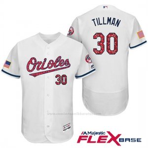 Camiseta Beisbol Hombre Baltimore Orioles 2017 Estrellas Y Rayas 30 Chris Tillman Blanco Flex Base