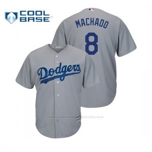 Camiseta Beisbol Hombre Los Angeles Dodgers Manny Machado Cool Base Official Road Gris