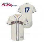 Camiseta Beisbol Hombre Seattle Mariners Mitch Haniger 150th Aniversario Patch Autentico Flex Base Crema