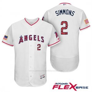 Camiseta Beisbol Hombre Los Angeles Angels 2017 Estrellas y Rayas Andrelton Simmons Blanco Flex Base