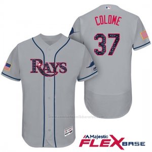 Camiseta Beisbol Hombre Tampa Bay Rays 2017 Estrellas y Rayas Alex Colome Gris Flex Base