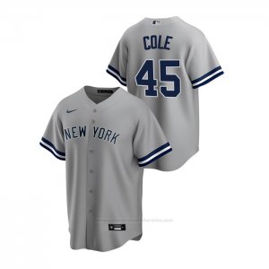 Camiseta Beisbol Hombre New York Yankees Gerrit Cole Replica Road Gris