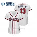 Camiseta Beisbol Mujer Atlanta Braves Ronald Acuna Jr. Cool Base Majestic Home 2019 Blanco