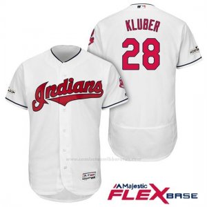 Camiseta Beisbol Hombre Cleveland Indians 2017 Postemporada Corey Kluber Blanco Flex Base