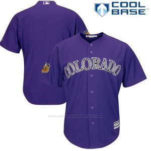 Camiseta Beisbol Hombre Colorado Rockies Violeta 2017 Entrenamiento de Primavera Cool Base